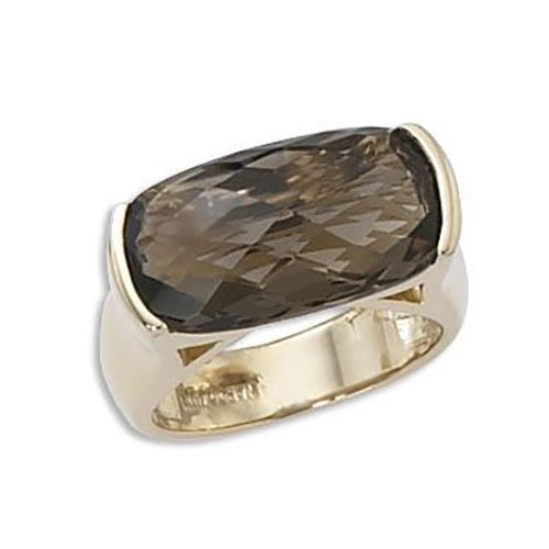 Cushion Briolette Smokey Quartz Ring - 14K Yellow Gold Size 7 - 70898SQ