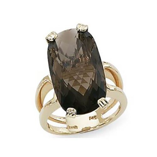 Cushion Briolette Smokey Quartz Ring - 14K Yellow Gold Size 7 - 70765SQ