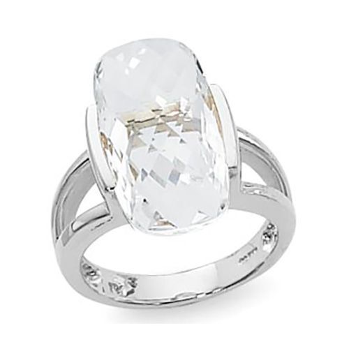 Cushion Briolette White Topaz Ring - Sterling Silver Size 7 - 70899WT-SS