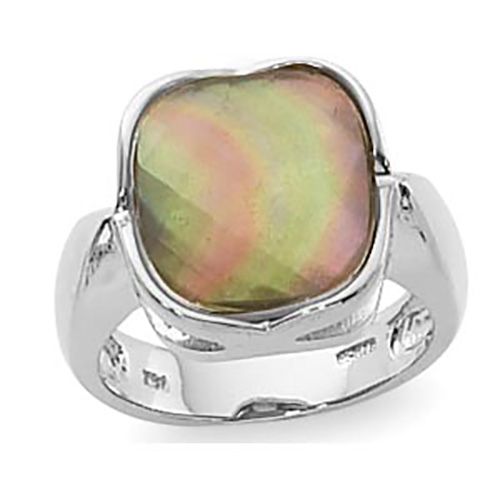 Cushion Bronze MOP Ring - 14K White Gold Size 7 - 70896BZMOPWG