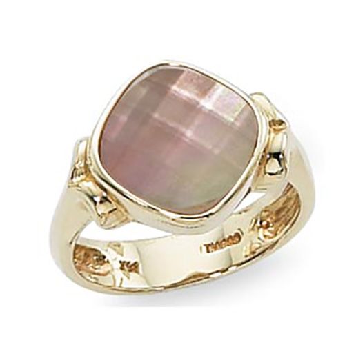 Cushion Bronze Mother Of Pearl Ring - 14K Yellow Gold Size 7
