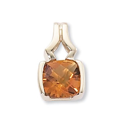 Cushion Checkerboard Citrine Pendant - 14K Yellow Gold - 80381CI