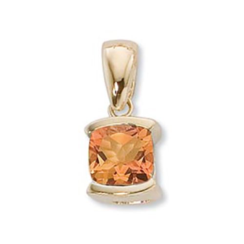 Cushion Checkerboard Citrine Pendant - 14K Yellow Gold - 80101CI