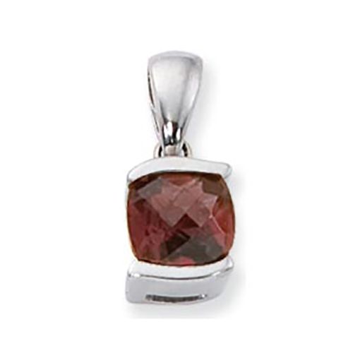 Cushion Checkerboard Garnet Pendant - 14K White Gold - 80101GAWG