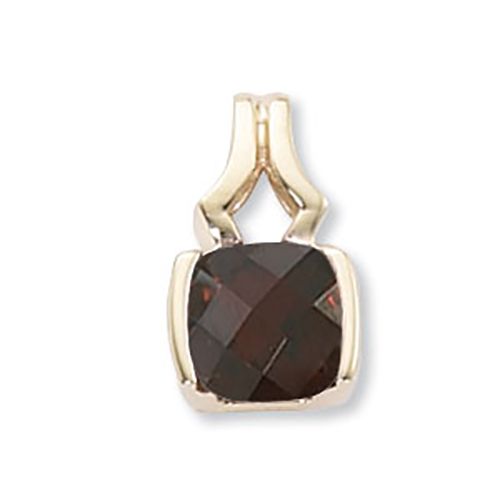Cushion Checkerboard Garnet Pendant - 14K Yellow Gold - 80381GA