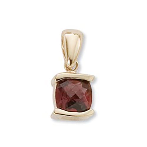 Cushion Checkerboard Garnet Pendant - 14K Yellow Gold - 80101GA