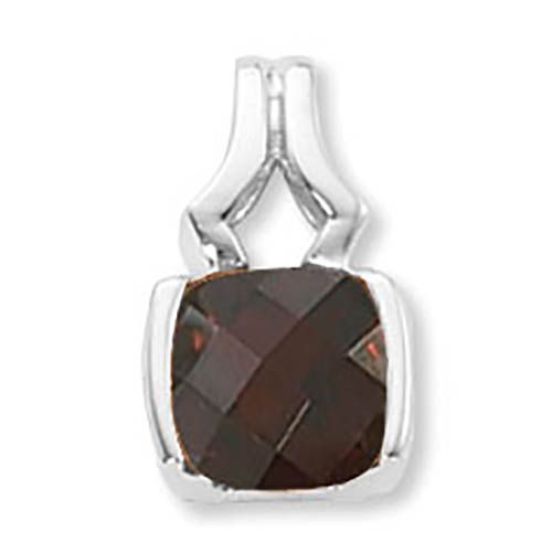Cushion Checkerboard Garnet Pendant - Sterling Silver
