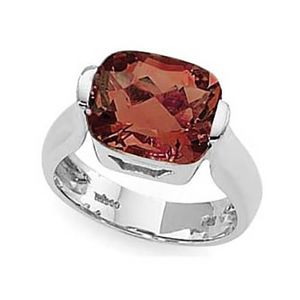 Cushion Checkerboard Garnet Ring - 14K White Gold Size 7