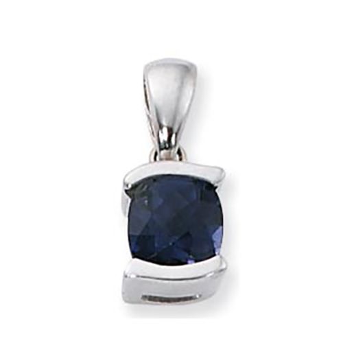 Cushion Checkerboard Iolite Pendant - 14K White Gold