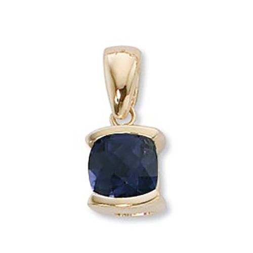 Cushion Checkerboard Iolite Pendant - 14K Yellow Gold