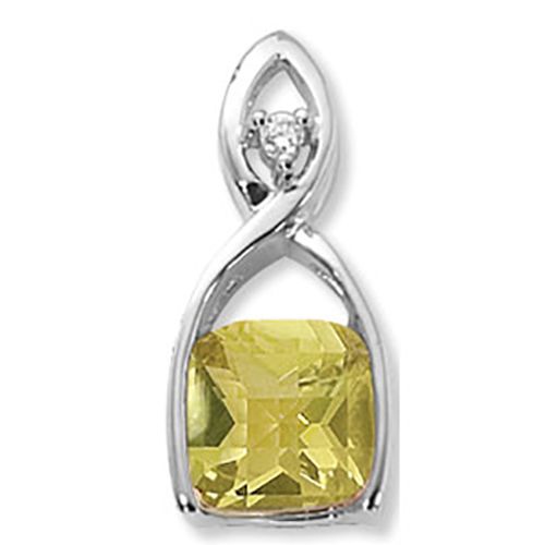 Cushion Checkerboard Oro Verde Pendant - 14K White Gold