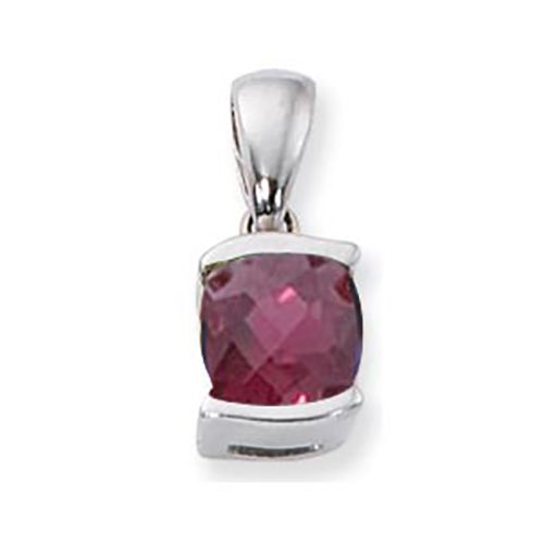 Cushion Checkerboard Rhodolite Pendant - 14K White Gold