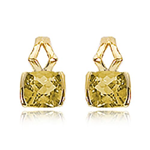 Cushion Citrine Gemstone Earrings - 14K Yellow Gold - 90307CI