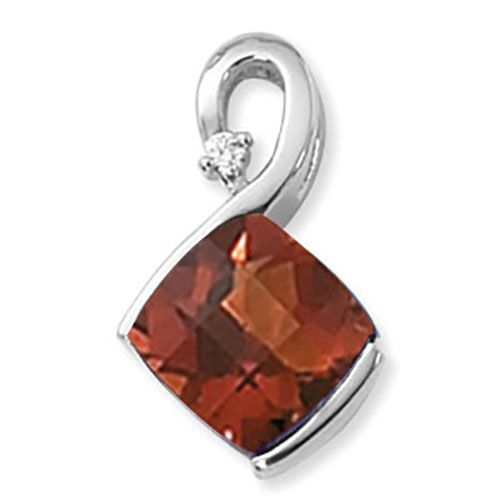 Cushion Citrine Madeira & Diamond Pendant - Sterling Silver