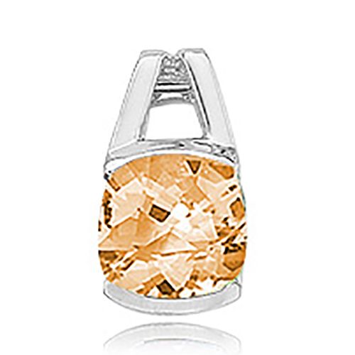 Cushion Citrine Pendant - 14K White Gold