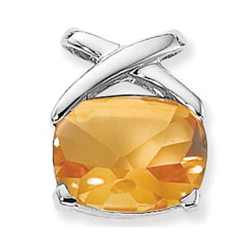 Cushion Citrine Pendant - Sterling Silver - 80104CI-SS