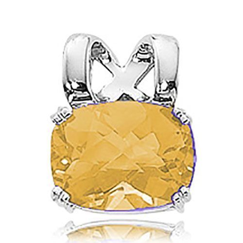 Cushion Citrine Pendant - Sterling Silver - 80358CI-SS