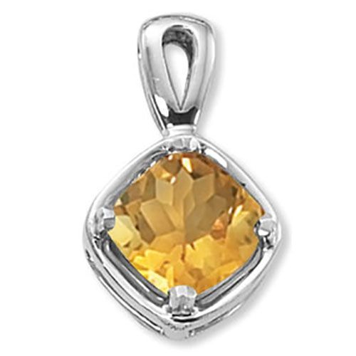 Cushion Citrine Pendant - Sterling Silver - 80367CI-SS