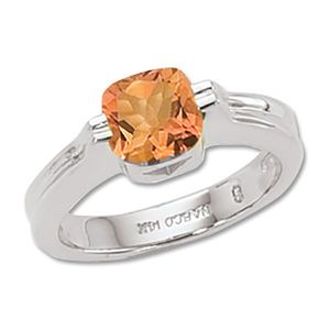 Cushion Citrine Ring - 14K White Gold Size 7 - 70640CIWG