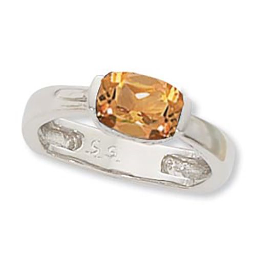 Cushion Citrine Ring - 14K White Gold Size 7 - 70919CIWG