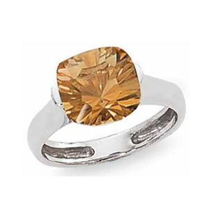 Cushion Citrine Ring - 14K White Gold Size 7 - 70728CIWG