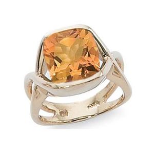 Cushion Citrine Ring - 14K Yellow Gold Size 7 - 70887CI