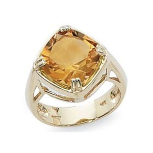 Cushion Citrine Ring - 14K Yellow Gold Size 7 - 70890CI