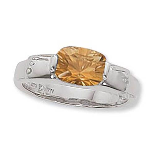 Cushion Citrine Ring - Sterling Silver Size 7 - 70907CI-SS
