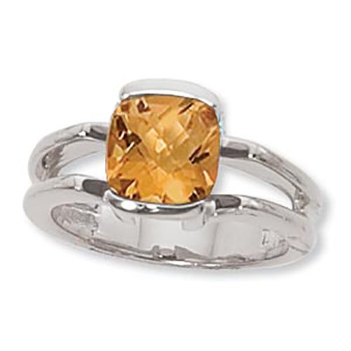 Cushion Citrine Ring - Sterling Silver Size 7 - 70905CI-SS