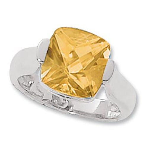 Cushion Citrine Ring - Sterling Silver Size 7 - 70885CI-SS