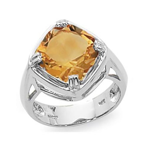 Cushion Citrine Ring - Sterling Silver Size 7 - 70890CI-SS