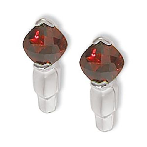 Cushion Garnet Earrings - Sterling Silver - 90303GA-SS