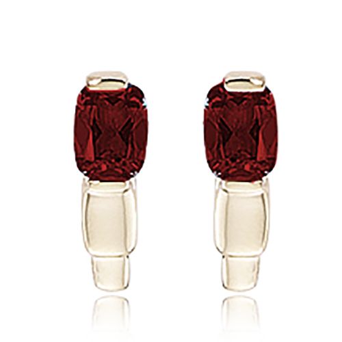 Cushion Garnet Gemstone Earrings - 14K Yellow Gold - 90302GA