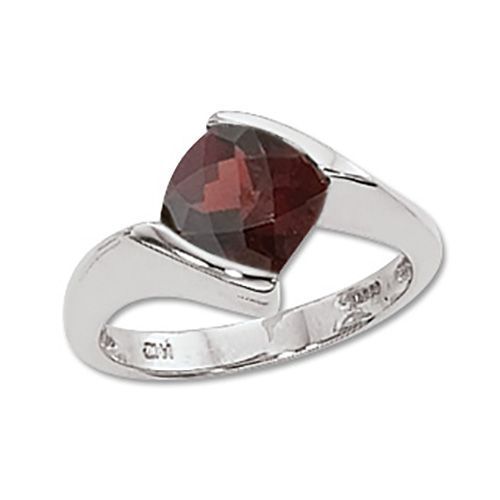 Cushion Garnet Ring - 14K White Gold Size 7 - 70658GAWG