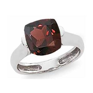 Cushion Garnet Ring - 14K White Gold Size 7 - 70728GAWG