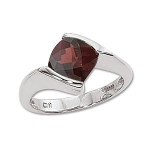 Cushion Garnet Ring - 14K White Gold Size 7 - 70658GAWG