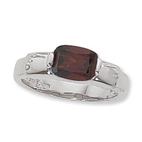 Cushion Garnet Ring - Sterling Silver Size 7 - 70907GA-SS