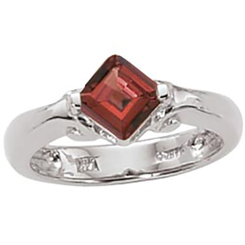 Cushion Garnet Ring - Sterling Silver Size 7 - 70875GA-SS