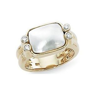 Cushion Mobe & Diamonds Ring - 14K Yellow Gold Size 7