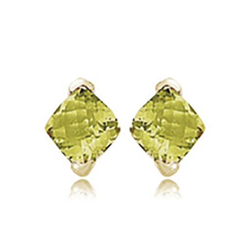 Cushion Oro Verde Quartz Earrings - 14K Yellow Gold