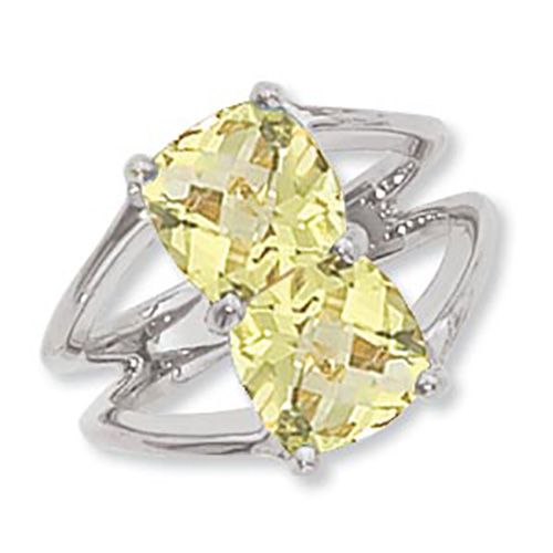 Cushion Oro Verde Quartz Ring - Sterling Silver Size 7 - 70882OV-SS