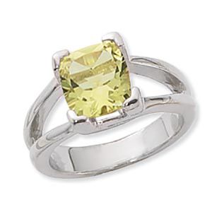 Cushion Oro Verde Ring - 14K White Gold Size 7 - 70893OVWG