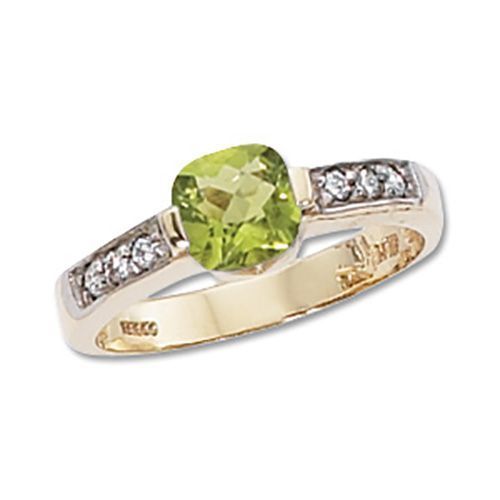 Cushion Peridot & Diamond Ring - 14K Yellow Gold Size 7 - 70566PE