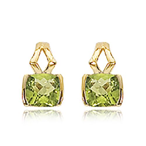 Cushion Peridot Gemstone Earrings - 14K Yellow Gold - 90307PE