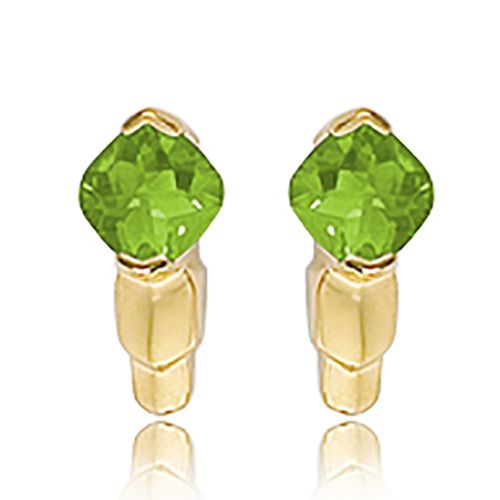 Cushion Peridot Gemstone Earrings - 14K Yellow Gold - 90303PE