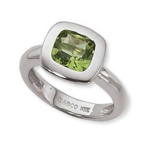 Cushion Peridot Ring - 14K White Gold Size 7 - 70729PEWG