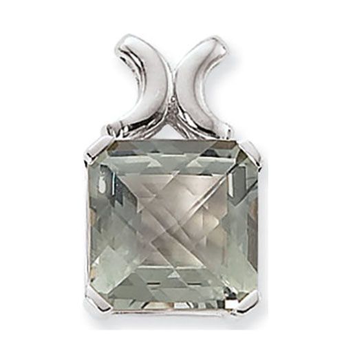 Cushion Praseolite Pendant - Sterling Silver