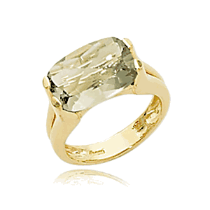 Cushion Praseolite Ring - 14K Yellow Gold Size 7 - 70929PR