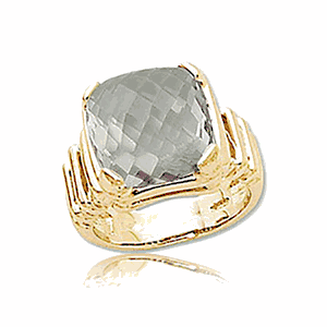 Cushion Praseolite Ring - 14K Yellow Gold Size 7 - 70930PR