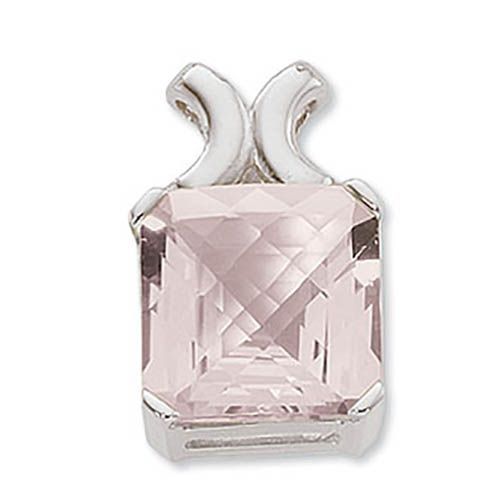 Cushion Rose Quartz Pendant - Sterling Silver